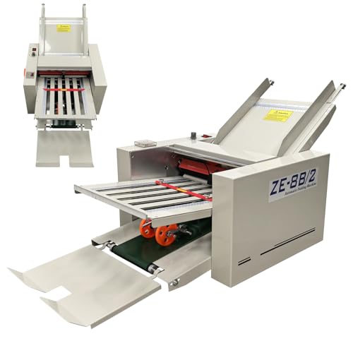 EQCOTWEA Automatic Paper Folding Machine, 2-Tray Desktop Document Letter Folder Machine, with Counter & Speed Control, for A4 Letter Manuals Brochures Cards up to 12