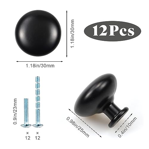 12 Pezzi Pomelli per Mobili, Nero Pomelli per