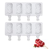 YASUOA 2 Pieces 4 Cavity Diamond Oval Popsicle Mold, Silicone Cake Pop Mold, Reusable Chocolate...