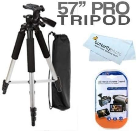 57 Camcorder Tripod w/Case For Sanyo VPC-CS1 VPC-GH4 VPC-CG102 VPC-CA102 VPC-GH2 VPC-WH1 VPC-CG20 VPC-SH1 Xacti HD2000A VPC-PD2BK VPC-SH1R VPC-CG10 Digital Camcorder + Screen Protectors + More