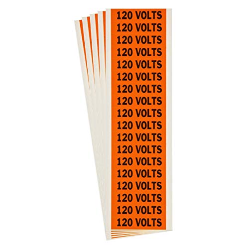 Image of 120 Volts Conduit and Voltage Labels 0.5 in H X 2.25 in W Black On Orange 5/Pk