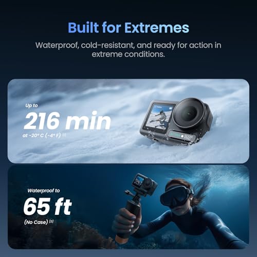 Image of Pro Dual Battery Bundle - 1 /1.3 inch Sensor, 65ft Waterproof, 216-Min Battery, 4K /120fps Night Video, Smart Tracking, 32x Slow Motion for Outdoor Sports Vlogging Camera