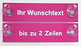 Hinweis Schild Saugnapfschild Wunschtext Auto Schild Pink 200x50 mm (IHR WUNSCHTEXT)