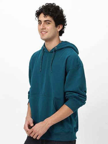 Image of Urbano Fashion Men's Cotton Solid Oversized Hooded Neck Sweatshirt