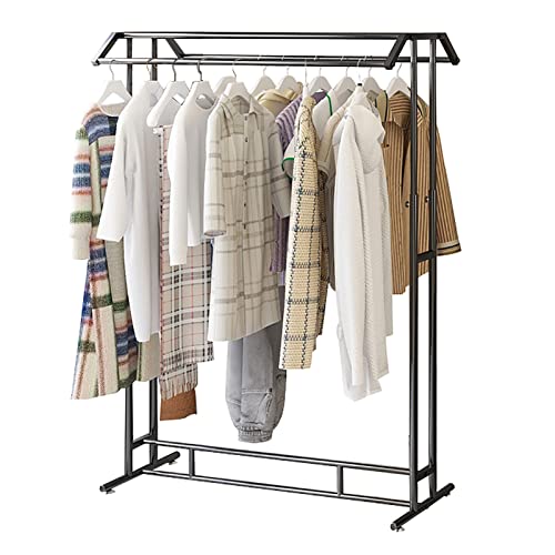 Kleiderständer aus Metall, Kleiderständer, strapazierfähige Kleiderstange, zweireihig, rutschfestes Fußpolster, Höhe 110 cm bis 160 cm, stabiler Kleiderständer, Bodenaufhänger, einfache Montage (Color Cover