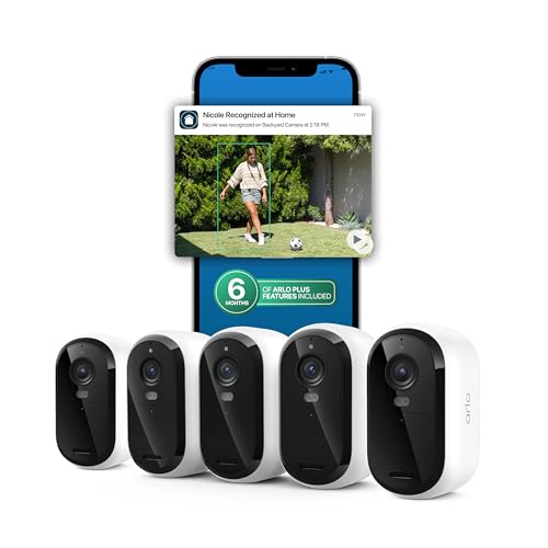 Image of Arlo Essential Security Camera 2K (3rd Gen) - 5-Cam + 6 Mo Plan