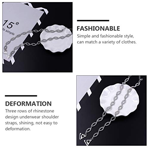 Amosfun Rhinestone Bra Straps Diamond Bra Straps Replacement 8 Shaped Crystal Adjustable Shoulder Straps Invisible Anti Skid Strap For Bra Tops Dress #TOP4