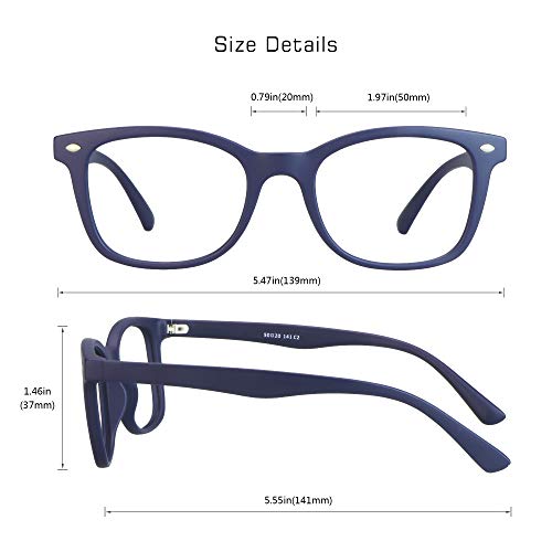Image of VisionGlobal Blue Light Blocking Glasses for Computer Reading or Gaming, UV 400 Anti Glare Lenses Help Reduce Eye Strain and Fatigue, Men and Women Frame, x1.25 No Magnification