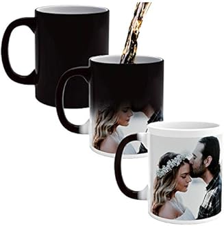 Custom Coffee Magic Mugs - Heat Sensitive Personalized Color Changing Cups Add Your Photo Text - Unique Gift for Family Friends Birthday Aniversary - 11 & 15 oz