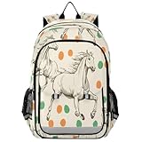 STAYTOP Mochila flip estudantil com desenho animado cavalo escolar com faixa refletiva, mochila para laptop para acampamento ao ar livre, viagem, mochila casual