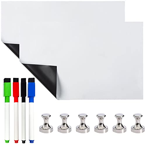 AUXHCYL 12 Pièces Tableau Blanc Magnetique Frigo MagnéTique Tableau Aimanté Frigo de La Technologie RéSistante Aux Taches pour La Liste de Bureau de Cuisine à Domicile (8,3 "X 11,7") Cover