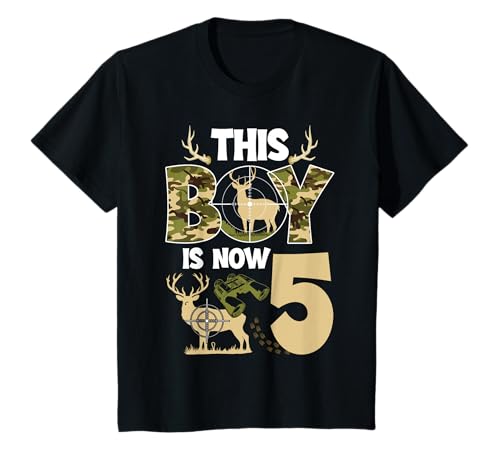 5th Hunting Birthday Party 5 Year Old Hunter Birthday T-Shirt