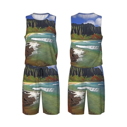 Maillot de basket-ball Kauai Hawaii short de sport et gilet ensemble homme vêtement athlétique