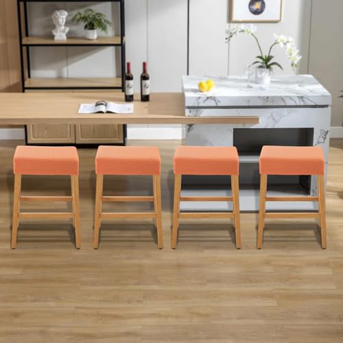 Image of YISUN Stool Covers Rectangle - 4 Pack Stretch Waterproof Saddle Seat Cover Counter Bar Stools Bar Chairs Covers Kitchen Island Chairs Cushion Protector