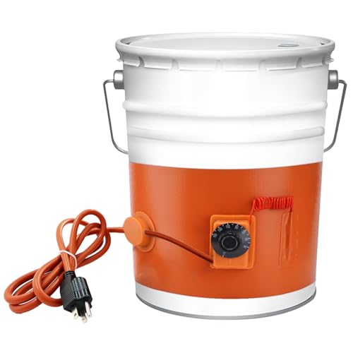 OUBULU 5 Gallon Bucket Heater, Steel Drum Barrel Heater Band Pad 5gal Kit with Thermostat for Metal Bucket Oil Lube Water 120 Volt 800 Watt