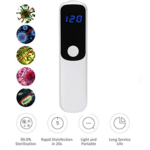 Hopekings Stérilisateur à lumière UV, stérilisateur UVC portable 2min stérilisation rapide 99,99% lampe de désinfection à main pour armoire de maison hôtel voiture voyage