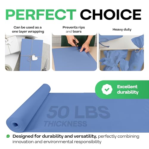 Image of Blue Kraft Paper Roll 24 inch x 1200 inch (100 feet) with Cutter - USA-Made Gift Wrapping Paper for Packing, Moving, Shipping & Crafts /Arts - 100% Recyclable Natural Craft Material by IDL Packaging