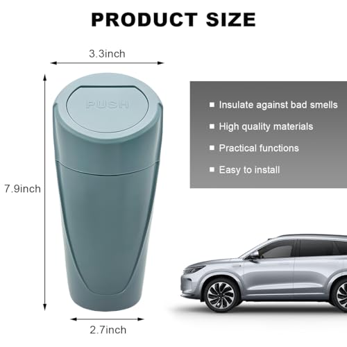 Image of Car Trash Can with Lid, Mini Car Garbage Bin Leakproof Cup Holder Trash Can, Multipurpose Organizer Door Pocket Trash Cup Fits Auto Home Office, Universal Garbage Can (Black Green)