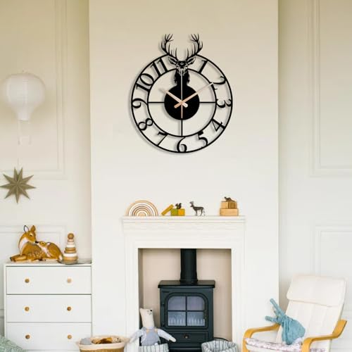 Image of Auromin Modern Wall Clock for Living Room Stylish Metal Wallclock for Bedroom & Hall, Kitchen, Office, Antique & Modern Big Size Clock | Premium Home Decor & Interior Watch