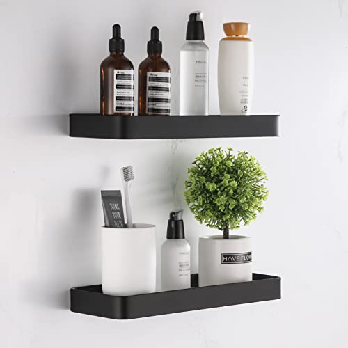 HANFU Étagère Douche Sans Perçage, Salle de Bain Murale Avec Aluminium et Verre Trempé, Rangement Serviteur Pour Shampoing et Gel Douche 2 Pièces, 30cm...