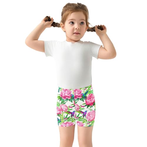 Peonies Butterfly Floral Girls Bike Shorts Toddler Athletic Dance Under Skirts Dance Shorts for Sports,4T3