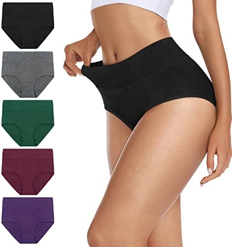 VIVISOO Women Plus Size Cotton High Waist Hipster Briefs Postpartum Underwear C Section Recovery Ladies Boyshort Panties 5 Pack 4X-Large