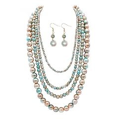 Colorful pearl strand neckalces set