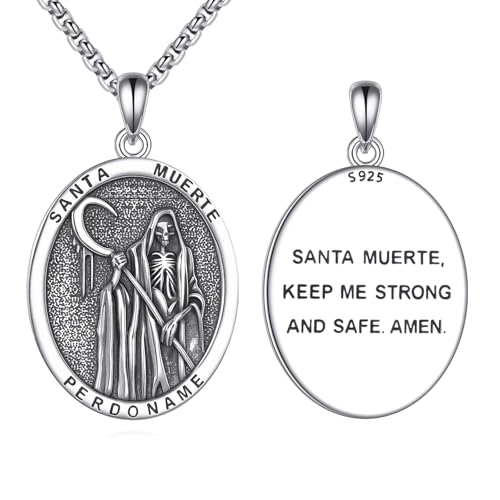 Collier Santa Muerte argent 925 anti-ternissement anti-allergie