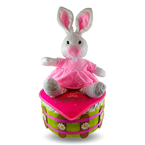 Tarta De Pañales Para Niña Mi Corral Con Conejita