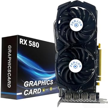 ZER-LON Placa de vídeo Radeon RX 580 8GB, 2048SP 1284MHz GDDR5 256bit 8K placa de vídeo com ventilador de resfriamento duplo, HDMI, DP, DVI-saída, PCIE 3.0 para jogos de computador e escritório
