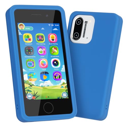 3.97' Touchscreen Kids Toys Smart Phone, Kids Phone with Games & Dual Camera, Toddler Toys Phone, Boys and Girls Learning Toy Phone for 3-9 Years Old (Blue)