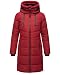 Produktbild MARIKOO Damen Wintermantel warmer Steppmantel lang mit verstellbarer Kapuze und hohem Kragen Natsukoo XVI Dark Red Gr. M