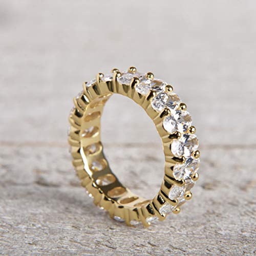 NYC Sterling Women's .925 Silver Cubic Zirconia 5x3mm Oval-Cut Eternity Band Ring2