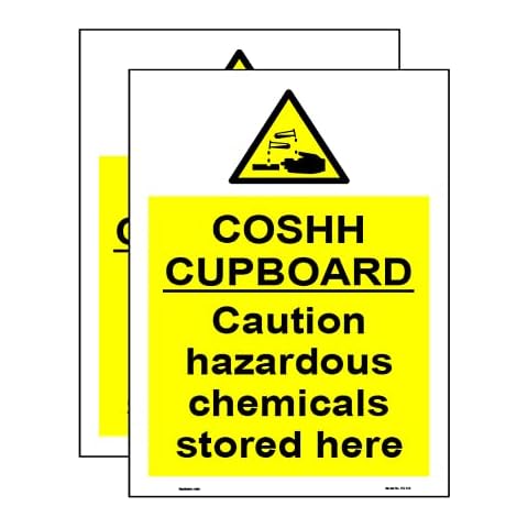 Haobase 2 Pcs COSHH Cupboard Safety Sign Sticker - Self Adhesive Vinyl (20cm x 15cm) Cover