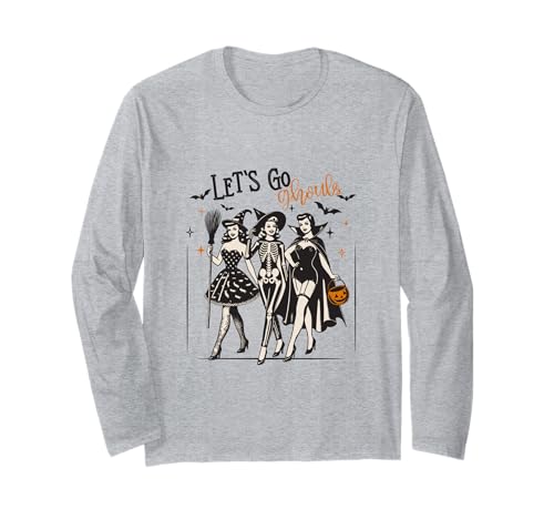Let's Go Ghouls! Vintage Pin-Up Girl Halloween Long Sleeve T-Shirt