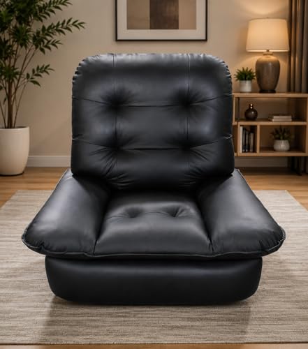Image of Solis Royale 1 Seater Recliner Sofa Chair | Glider Manual Rocking & Revolving Leatherette Fabric Recliner Lounge for Relaxing | Comfortable Cushioned | Living Room, Bedroom, Home, Office