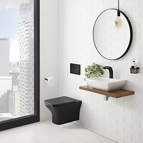 Swiss Madison Carre Wall Hung Elongated Toilet Bowl in Matte Black