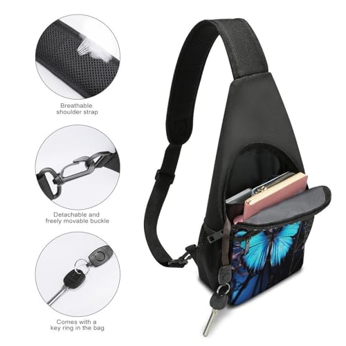 Sling Bag para Mujer y Hombre Azul con Mariposa miniatura 3