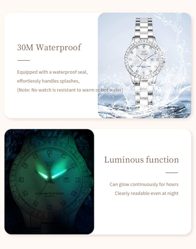 Image of OLEVS Womens Watch Gold Ladies Dress Elegant Luxury Stainless Steel Waterproof Easy to Read Small Wrist Watches for Women