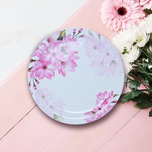Image of Melamine Quarter Plates | Round Half Plate | Microwave Safe | Break Resistant | Plates for Snacks, Lunch, Dinner | Plates for Home, Office, Restaurant | Set of 6 | 7 Inch's (Light Pink)