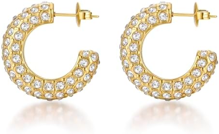 FRUMOS 18K Gold Plated Chunky Hoop Earrings for Women Fashion Thick Gold Hoops Set Jewelry for Birthday Christmas Gifts