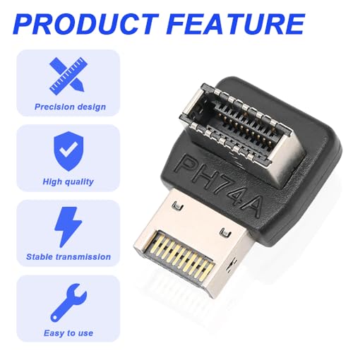 Adaptador USB 3.2 Tipo-E en ángulo de 90 grados (2 unidades) miniatura 6