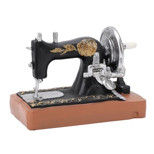 Adorno vintage de máquina de coser estilo europeo, resina retro, mini figura de máquina de coser, adornos para el hogar, ventana y oficina