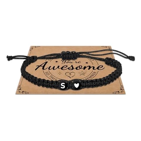 bifriend Sometimes You Forget You're Awesome Braided Bracelets for Women Men with A-Z Letter Initial Bracelet Inspirational Gift for Her Him Reminder Gift Jewelry (S) Cover