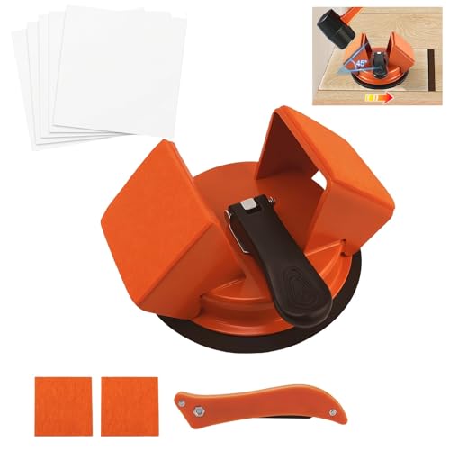 Heavy Duty Floor Gap Fixer Tool with Enhanced Suction Cup - 45 Dual-Sided Striking Surface Floor Gap Repair Tool - Complete Kit with 5 Sticky Pads & Cleaner for Laminate Vinyl LVP & Hardwood Floors