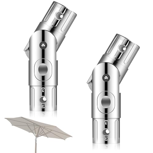 2 Pcs Patio Umbrella Pole Replacement Parts Outdoor Fits for 1.5 Inches Diameter Wear Resistant Push-Button Tilt Adjustment Metal Parasol Mounting Bracket Accessories for Yard Deck Balcony Garden
