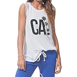 Rip Curl Juniors Palm Street Ca Graphic Muscle Tee, White, Large