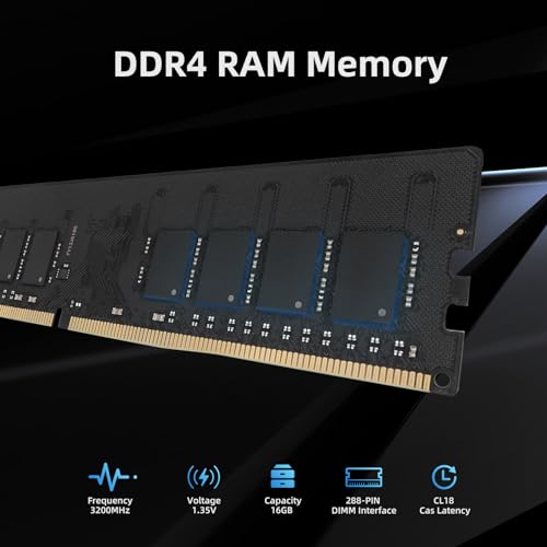 Image of KingSpec 16GB DDR4 RAM 3200MHz for Desktop - Plug-and-Play, Home & Office Use, Standard Version, 288-Pin DIMM CL18 1.35V Computer Memory Compatible with Most Intel /AMD PCs