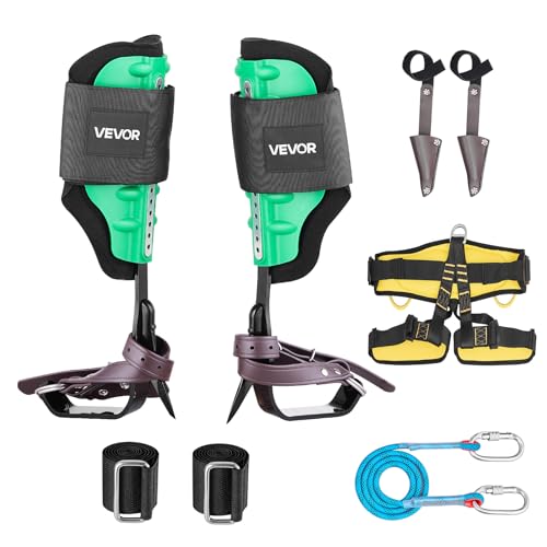VEVOR Tree Climbing Spikes Set, Height-Adjustable Tree Climbing Gear with Straps & Spike Protectors,
