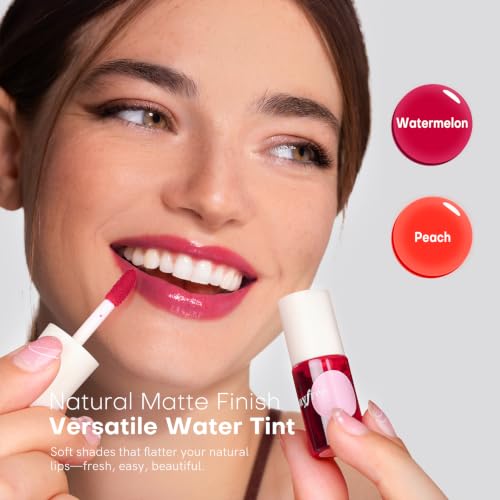 Image of bayfree Lip Tint Stain Set, 2 PCS Korean Water Tint Lightweight Non-sticky, Waterproof Long Lasting Liquid Blush & Lip Stain, Transfer-Proof, Matte Finish Lip Color Makeup (juicy)